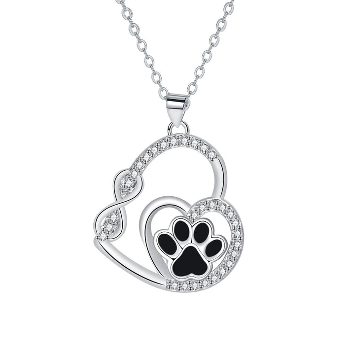 Infinite Double Love Paw Print Pendant Necklace