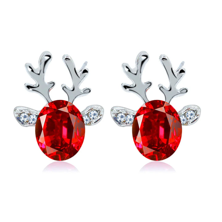 Festive Reindeer Crystal Stud Earrings