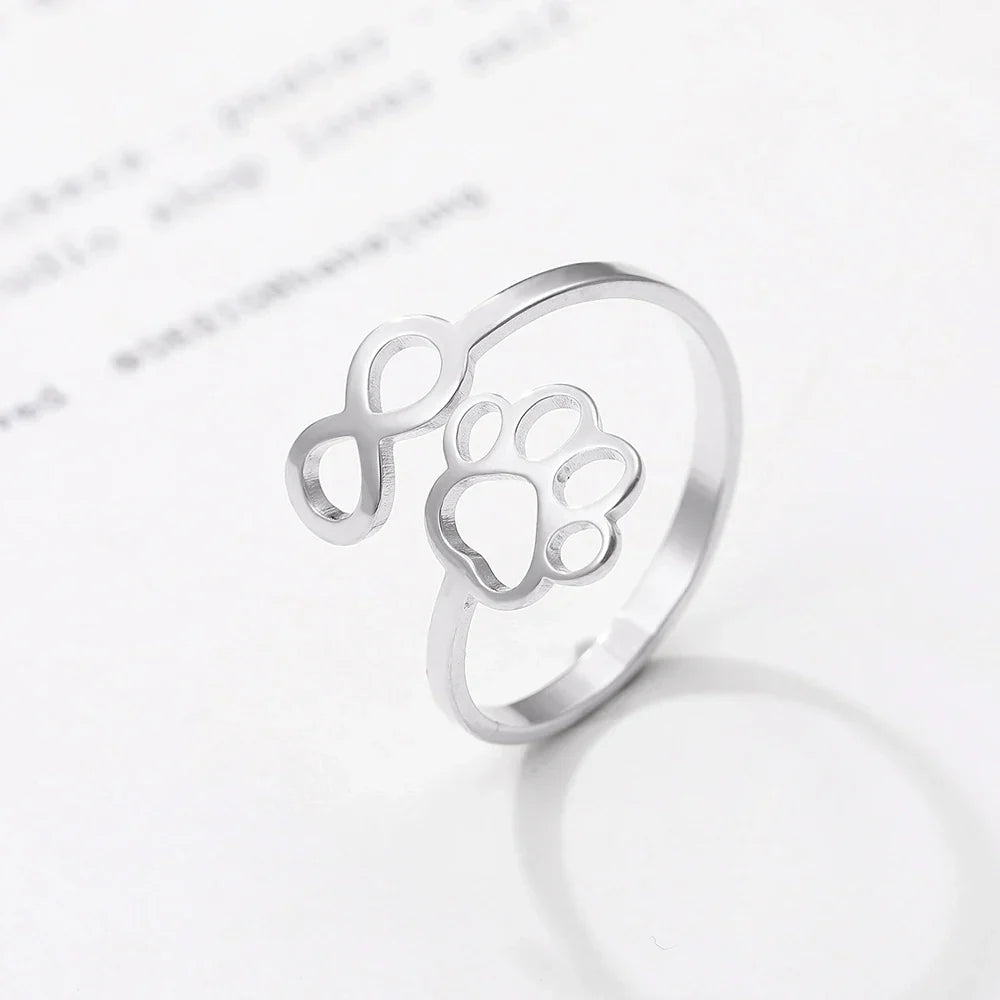 Adjustable Infinity Paw Ring – Stainless Steel