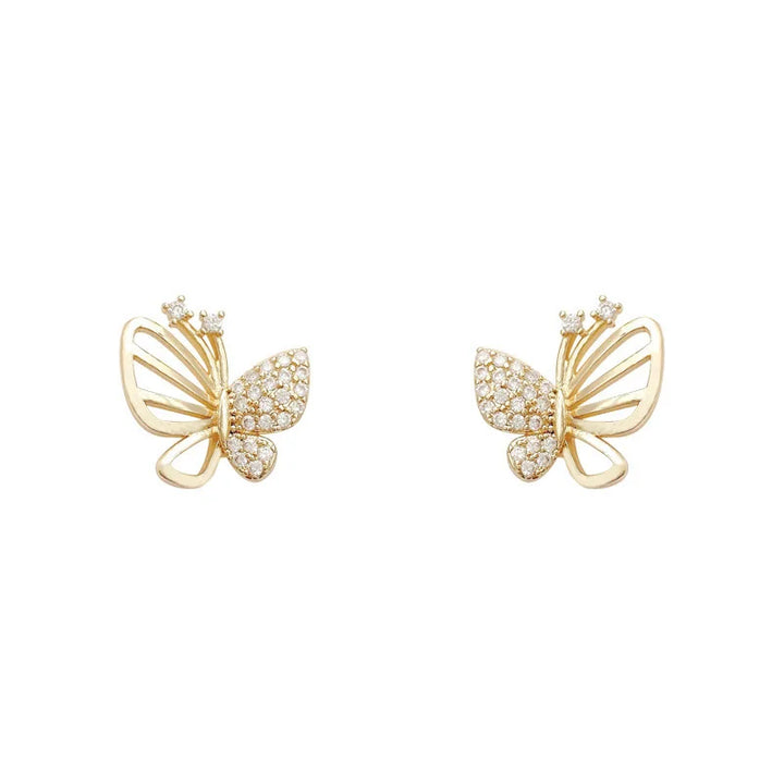 Elegant Zircon Butterfly Stud Earrings